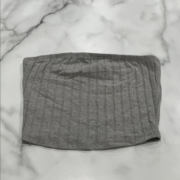 Bozzolo Heather Gray Ribbed Tube Top - Picture 1 of 2